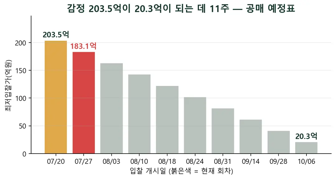 감정 203억 호텔이 10월엔 20억 — 내려가는 건 값이 아니라 감정가입니다 [제주 도두동 공매]